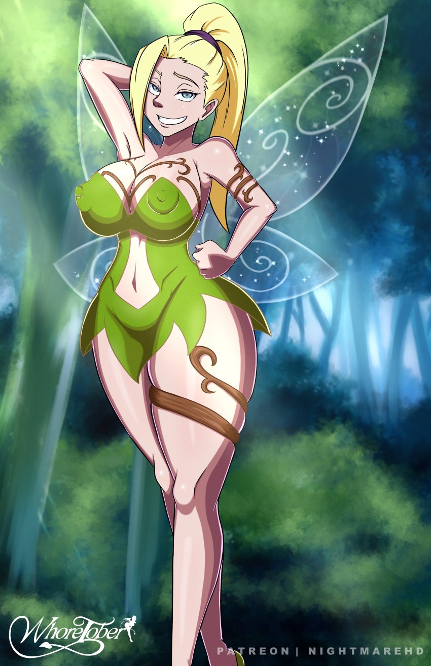 1girls alternate_breast_size big_breasts blonde_hair breasts clothed_female fairy female halloween huge_breasts ino_yamanaka jpeg large_breasts naruto naruto_(series) nightmare_hdraw nipple_bulge solo thick_thighs tinker_bell_(cosplay) wide_hips wings