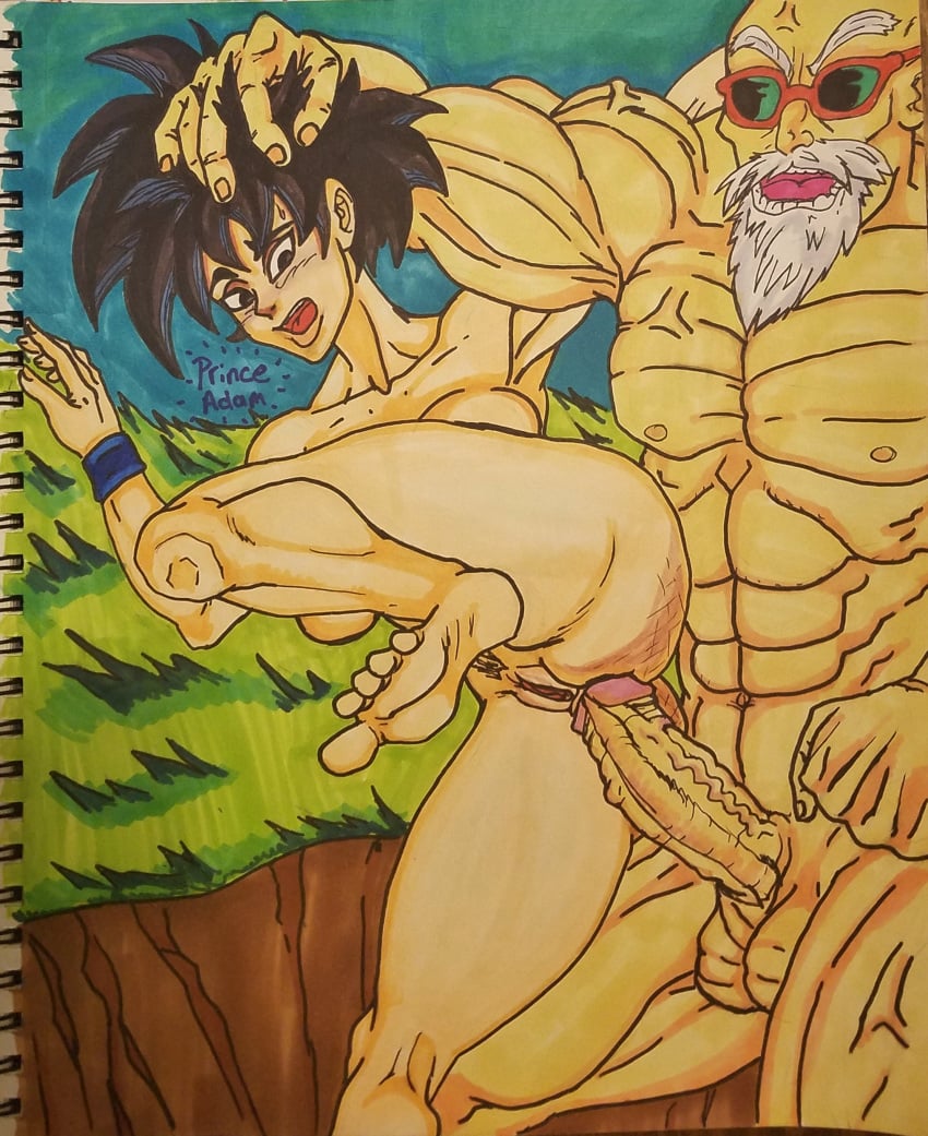 anal_sex big big_ass big_penis dragon_ball dragon_ball_super dragon_ball_z feet female_goku hair_grab imminent_sex master_roshi muscles nude_female nude_male outside princeadam rule_63 son_goku sunglasses traditional_media_(artwork)