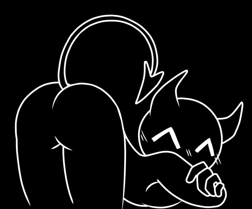 ass black_body blush cute dark-skinned_female dark_skin demon demon_horns demon_tail friday_night_funkin happy little_horny opheebop presenting_ass saltys_sunday_night sketch