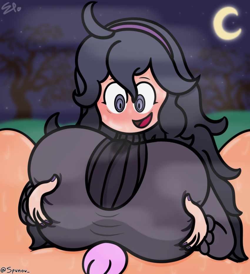 1girls 2021 boobjob clothing dress emily_(spunow) female_focus forest hex_maniac logo moon night nintendo outercourse paizuri paizuri_under_clothes pokemon precum precum_in_shirt public spunow_ tagme through_shirt watermark