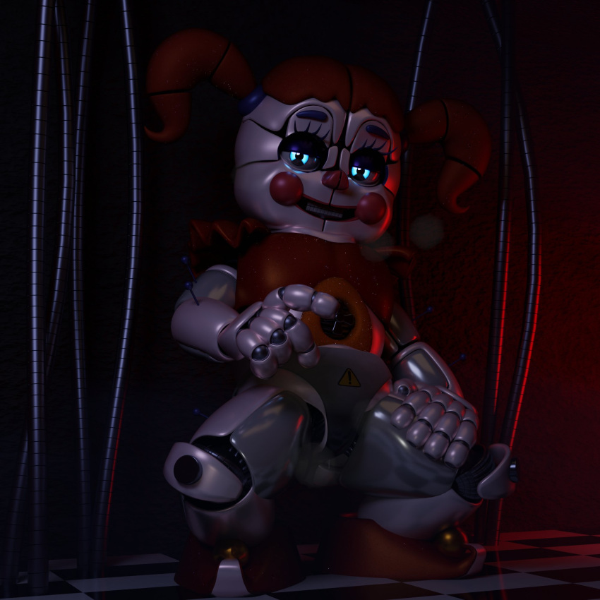 1girls 3d 3d_(artwork) animatronic baby_(fnafsl) blender blender_(software) blue_eyes canon_appearance circus_baby circus_baby_(fnaf) circus_baby_(original) female female_only five_nights_at_freddy's five_nights_at_freddy's:_sister_location full_color green_eyes no_penetration red_hair robot robot_girl solo solo_female zxxxarts