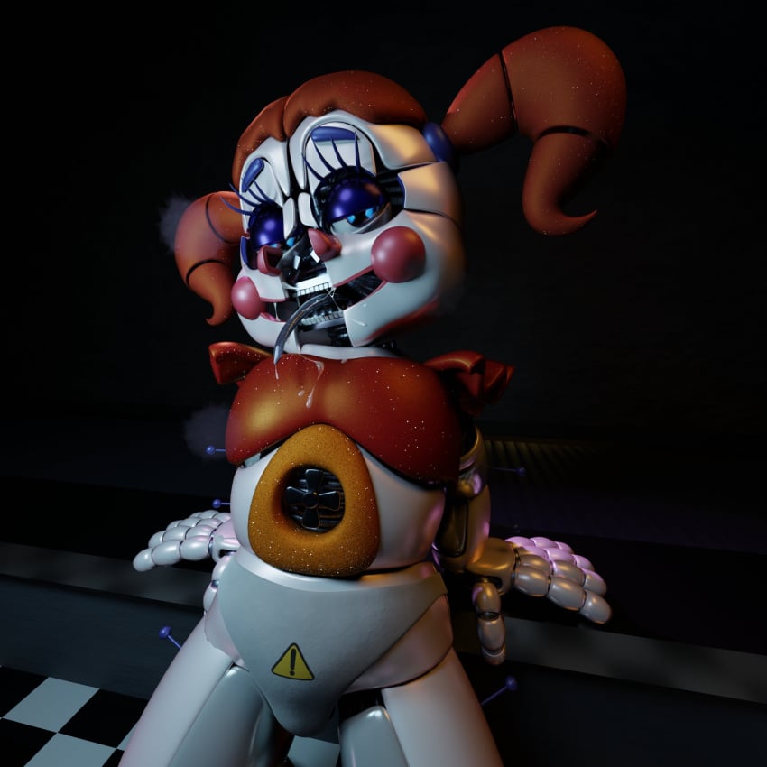 3d 3d_(artwork) animatronic baby_(fnafsl) blender blender_(software) canon_appearance circus_baby circus_baby_(fnaf) circus_baby_(original) cum_on_chest cum_on_face cum_on_tongue female five_nights_at_freddy's five_nights_at_freddy's:_sister_location full_color green_eyes grey_panties no_penetration panties red_hair robot robot_girl robot_humanoid solo solo_female tongue_out white_body white_skin zxxxarts