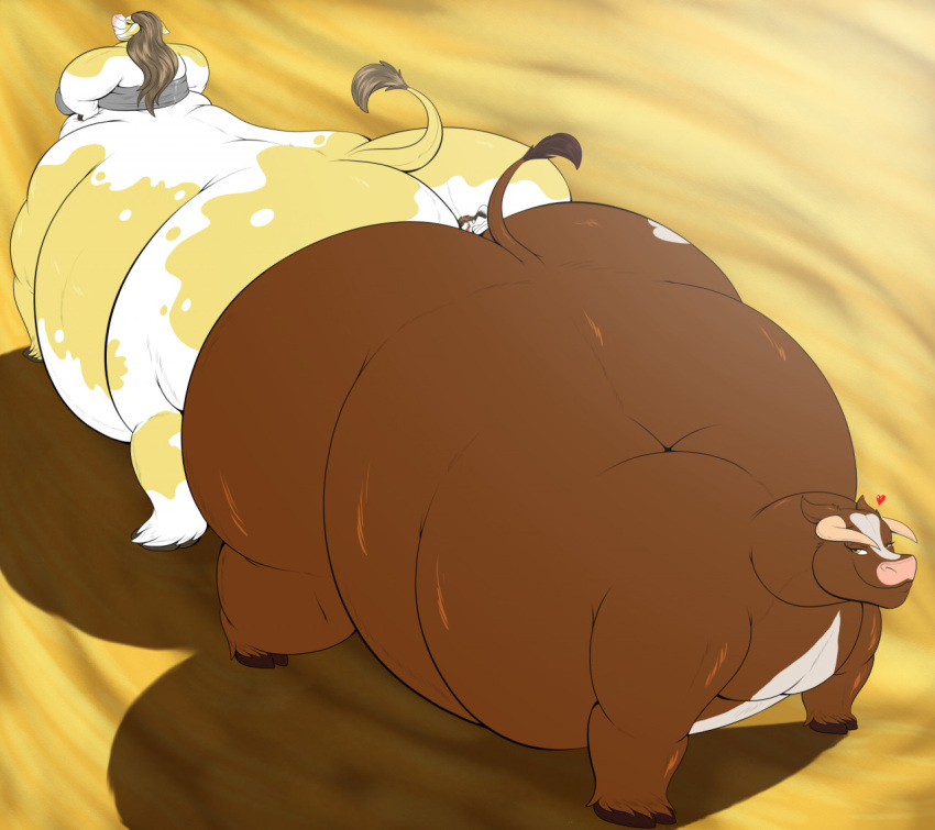 1animal ambiguous_gender anthro ass ass_to_ass big_ass big_butt bovid bovid_taur bovine bovine_taur brown_body brown_fur brown_hair butt butt_crush caramel_(tt) cattle cattle_taur crush fat female feral fur hair horn huge_ass huge_butt jeffrey_beagle_(robthehoopedchipmunk) larger_female larger_male mammal obese obese_anthro obese_female obese_male overweight overweight_anthro overweight_female robthehoopedchipmunk size_difference smaller_ambiguous smile taur