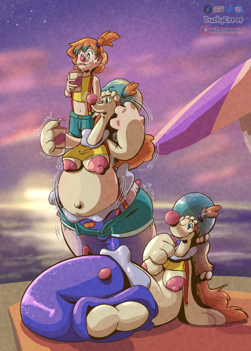 absurd_res anthro breasts drinking dustyerror female female_only feral gym_leader hi_res humanoid kasumi_(pokemon) marine merfolk misty_(pokemon) multiple_girls nintendo nipples overweight pokémon_(species) pokemon primarina split_form straw transformation video_games weight_gain