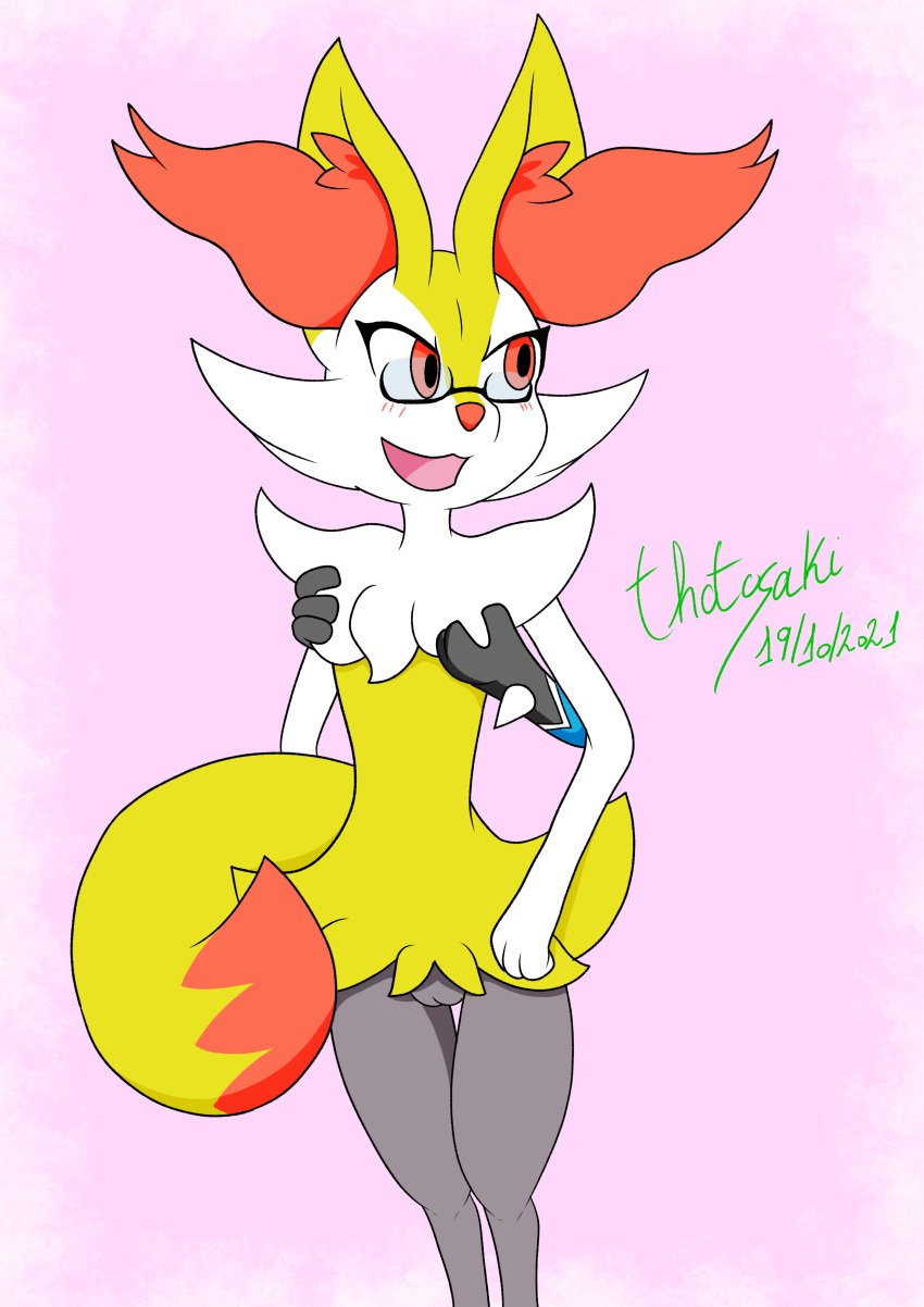 2021 absurd_res ambiguous_gender anthro braixen breasts digital_media_(artwork) duo female female/ambiguous fur genitals grey_body grey_fur hi_res katsurokurosaki lucario nintendo pokemon pokemon_(species) pussy red_body red_eyes red_fur solo_focus squeezing video_games white_body white_fur yellow_body yellow_fur