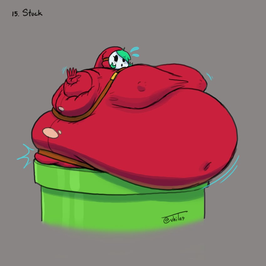 1girls belly_expansion body_inflation female female_focus female_only full_body_inflation inflation mario_(series) masked morbidly_obese red_jacket rule_63 shy_gal shy_guy_mask spherical_inflation sunken_limbs super_mario_bros. vhite9