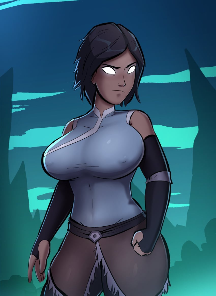 1girls 5_fingers alternate_breast_size avatar_legends avatar_state bare_shoulders big_breasts big_hips big_thighs breasts caiman2 clenched_hand clothing covered_nipples dark-skinned_female dark_skin emmabrave erect_nipples erect_nipples_under_clothes female female_focus female_only glowing glowing_eyes hips hourglass_figure huge_breasts huge_hips huge_thighs human human_only humanoid korra large_breasts nipple_bulge no_pupils solo solo_female straight_hair the_avatar the_legend_of_korra thick thick_thighs thighs thunder_thighs water_tribe white_eyes wide_hips