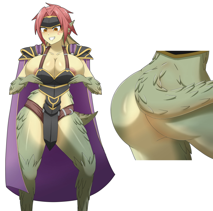 armor ass_expansion breast_expansion dragon_girl expansion_sequence granberia huge_breasts mon-musu_quest! monster_girl monster_girl_quest red_hair