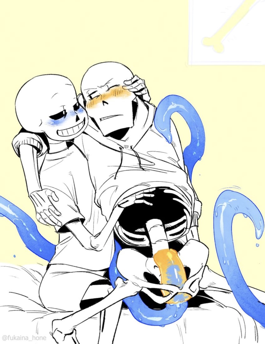 2boys blush gay lightsaber_dick male male_only papyrus penetration sans tentacle underswap underswap_papyrus undertale