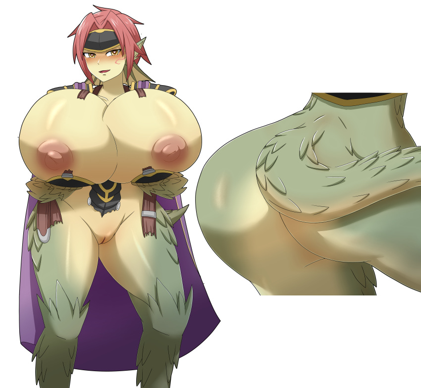 armor artist_request ass_expansion breast_expansion dragon_girl expansion_sequence granberia hyper_breasts mon-musu_quest! monster_girl monster_girl_quest red_hair source_request