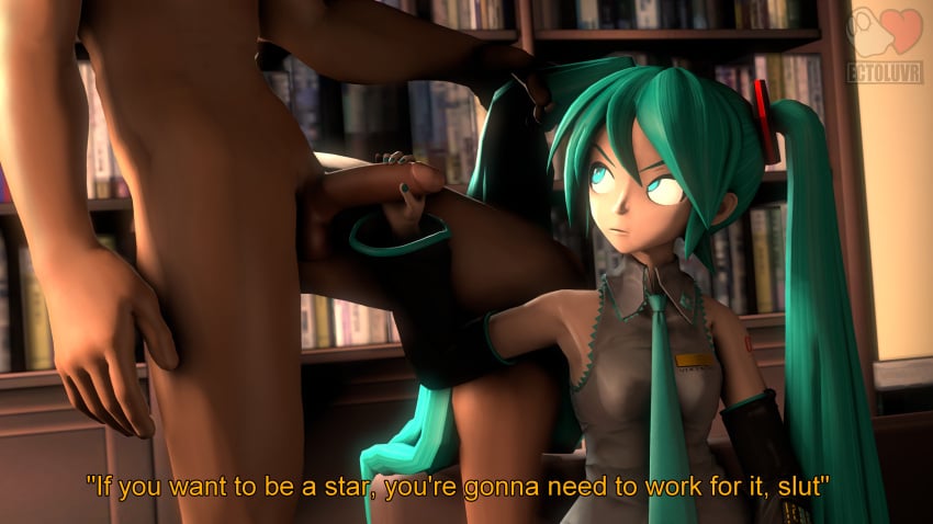 3d angry angry_face blue_hair dubious_consent ecto-luvr faceless_male female/male hair_pull handjob hatsune_miku looking_at_another nude_male_clothed_female project_diva reluctant source_filmmaker vocaloid