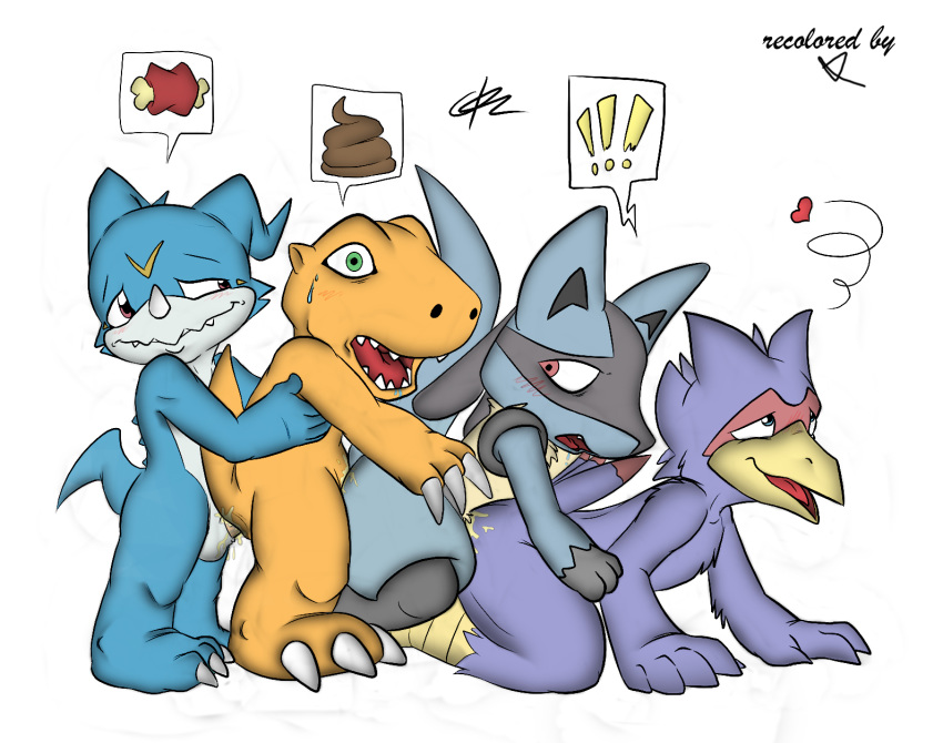 agumon c0nnerc00n crossover digimon falco_lombardi lucario male_only nintendo pokemon pokemon_(species) star_fox veemon