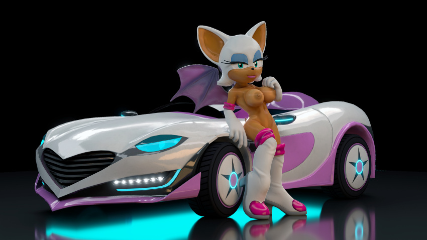 3d 3d_(artwork) 3d_model anthro armor big_breasts black_background blender_(software) blender_cycles bodysuit boots breastplate breasts car chiropteran clothed clothing digital_media_(artwork) exposed_breasts female footwear fur gloves handwear hi_res high_heeled_boots high_heels jawsfm lip_spyder looking_at_viewer mammal mirror mirror_reflection mobian mobian_(species) mobian_bat multicolored_body nipples orange_body orange_skin race_car reflection rouge_the_bat sega simple_background skinsuit solo sonic_(series) sonic_adventure_2 sonic_the_hedgehog_(series) team_sonic_racing tight_clothing topless two_tone_body vehicle white_body white_fur wings