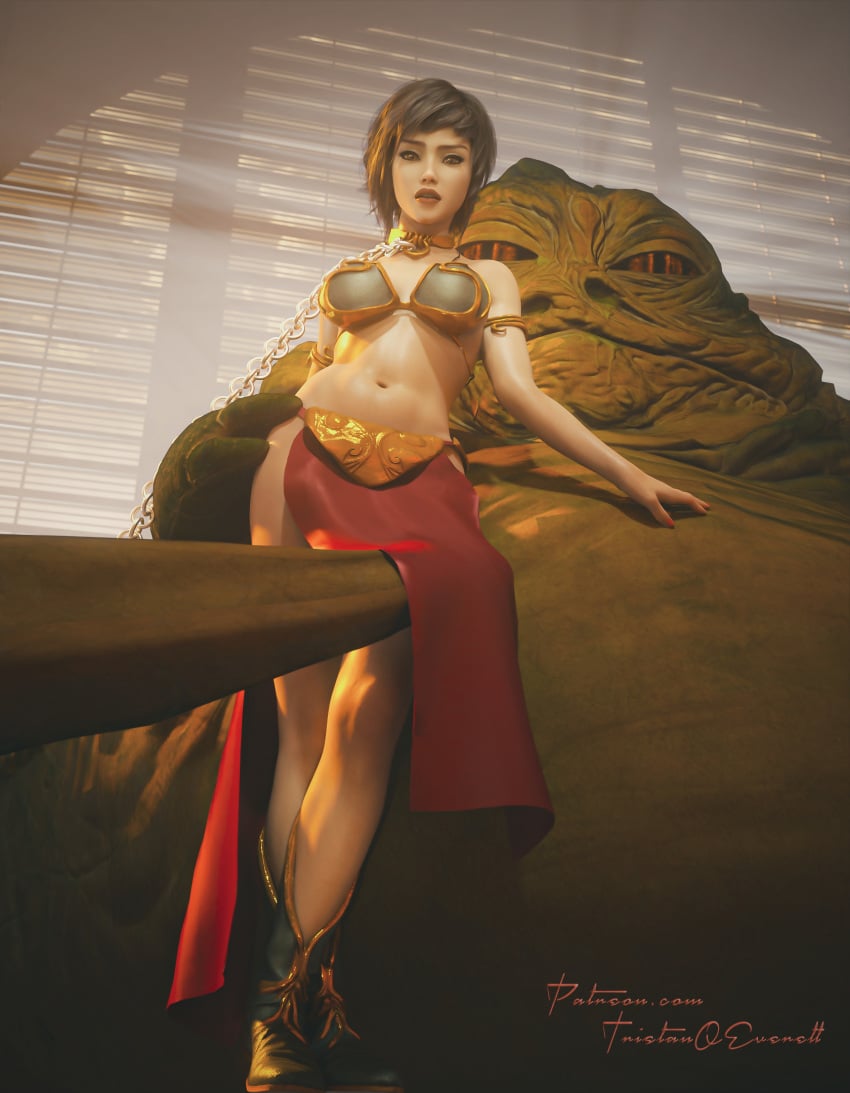 1girls 3d female hutt jabba_the_hutt looking_at_viewer pinup sabine_wren star_wars star_wars_rebels tagme tristanqeverett viewed_from_below