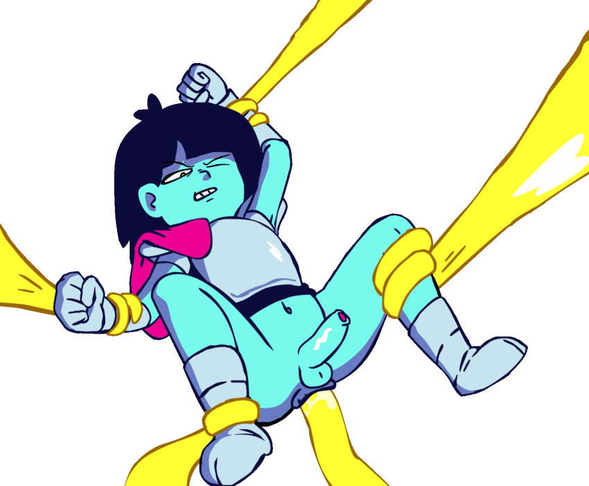 animated blue_skin color deltarune femboy gay human kris_(deltarune) male_only small_breasts smaller_male starwalker tentacle tentacles w.t.dinner white_background