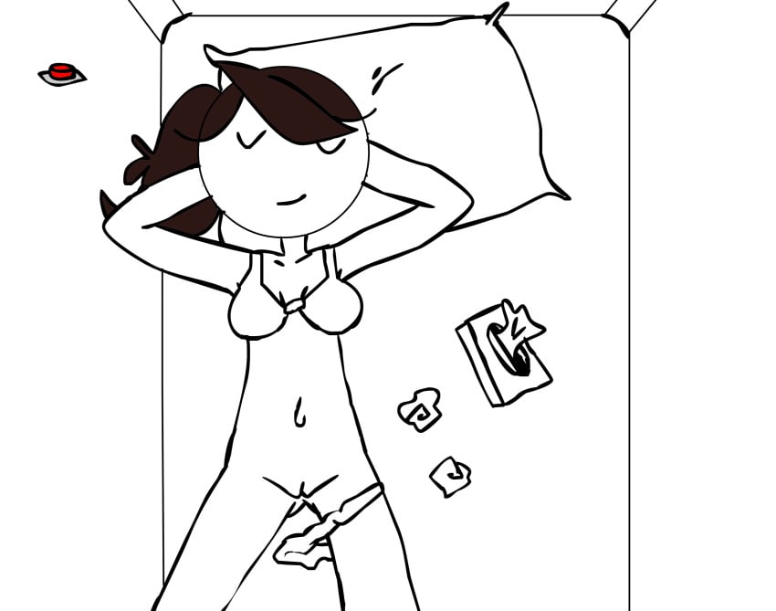 after_masturbation bra color colored female implied_masturbation jaiden jaiden_animations lying masturbation monochrome panties_around_leg pillow ponytail solo tissue tissue_box w.t.dinner white_background youtube youtuber