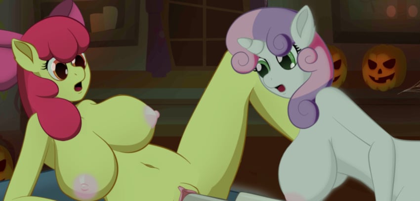 apple_bloom_(mlp) color colored female_only friendship_is_magic hentaired my_little_pony smooth_skin sweetie_belle_(mlp) tagme