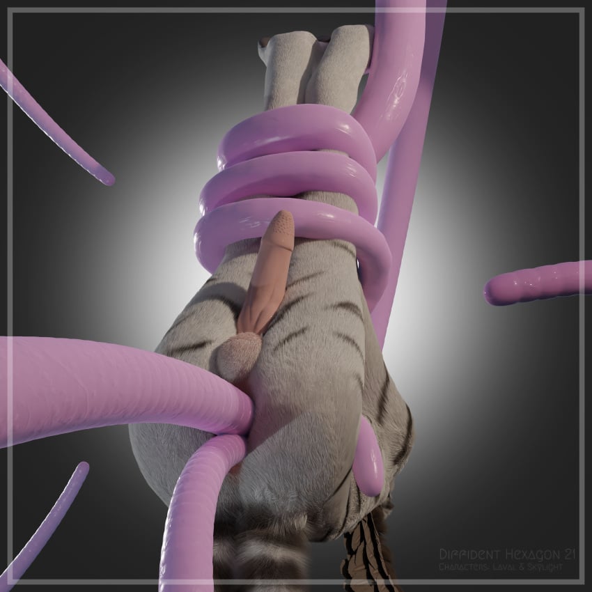 3d_(artwork) absurd_res anal anal_sex anthro diffident_hexagon digital_media_(artwork) double_penetration felid hi_res laval male male_only mammal pantherine penetration solo tentacle tentacle_penetration tiger