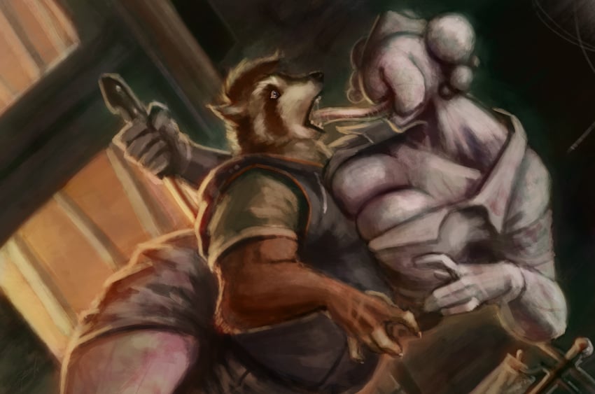 absurd_res anthro breast_squish breasts bubble_head_nurse duo extreme_french_kiss female forced french_kissing furry hi_res hospital humanoid kissing knife_play konami larger_female long_tongue ludd male male/female mammal monstrous_humanoid nurse_(silent_hill) procyonid raccoon rape rayoutofspace silent_hill silent_hill_2 size_difference squish tongue video_games weapon