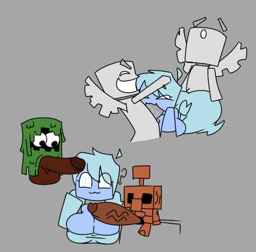 ? allay_(minecraft) blue_skin copper_golem ghost ghost_girl glare_(minecraft) horaco minecraft minecraft_mob mob_vote oral oral_sex sex small_but_hung thehoraco vex_(minecraft)