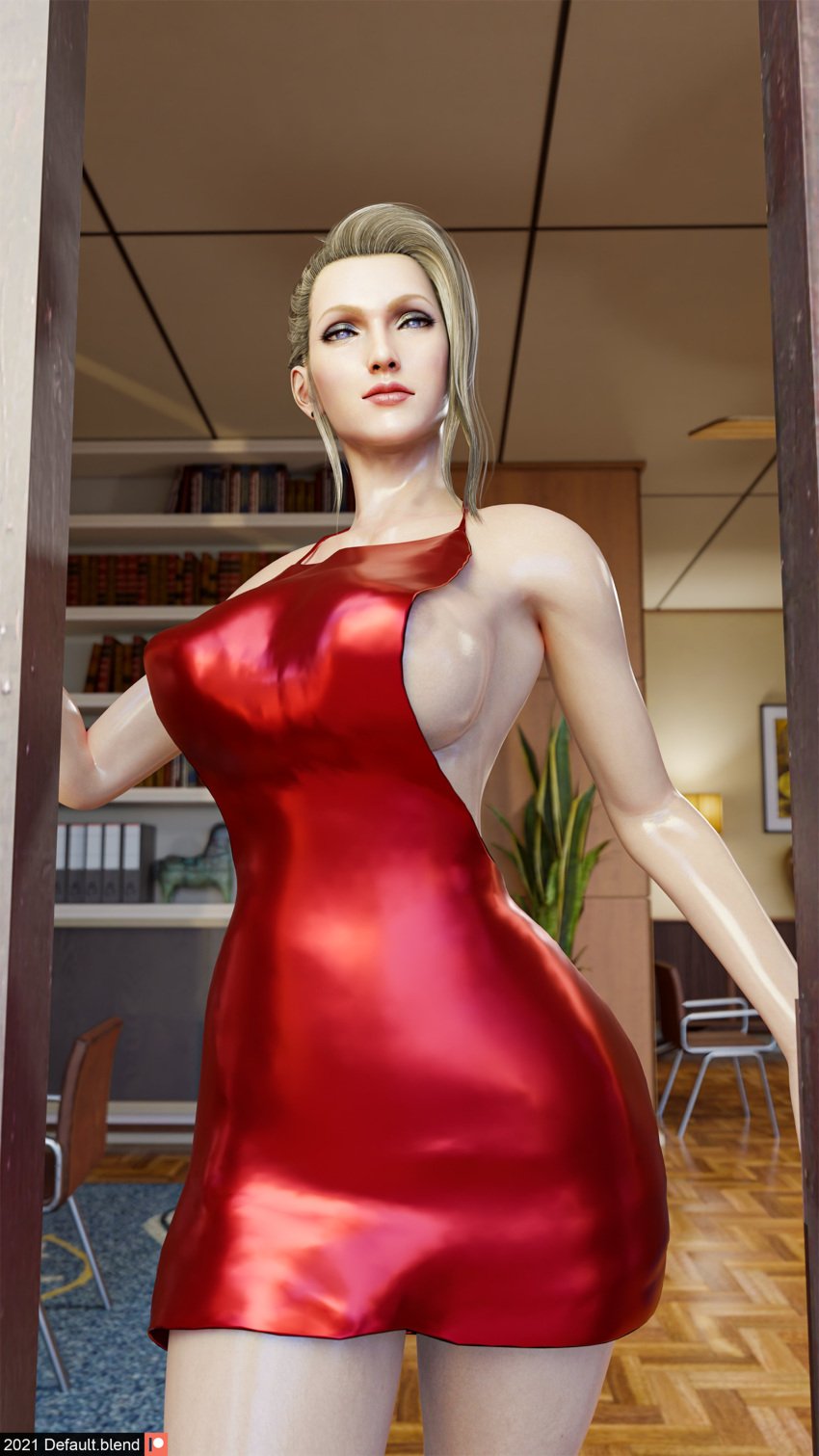 3d big_breasts blonde_female blonde_hair blue_eyes breasts busty defaultblend female female_focus female_only final_fantasy final_fantasy_vii final_fantasy_vii_remake hourglass_figure large_breasts long_hair scarlet_(ffvii) wide_hips