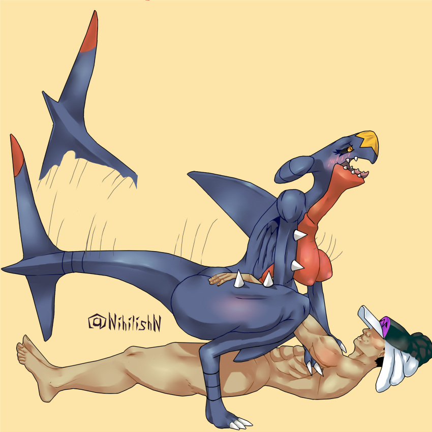 1boy 1girls anthro athletic_female dragon draw drawing female furry garchomp human human_penetrating male nihilishn pokémon_(species) pokemon pokemon_(species) shark tail vaginal_penetration vaginal_sex video_games