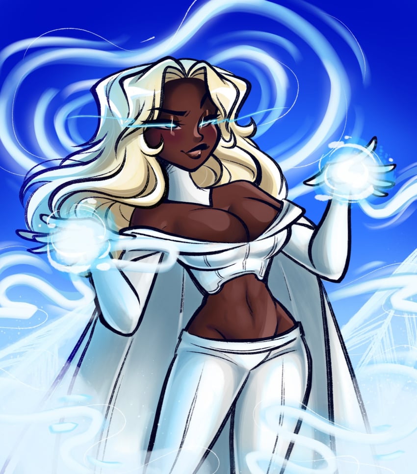 1girls blackwashed clothed dark-skinned_female emma_frost female_focus female_only female_solo glowing_eyes marvel ohthesunnyside race_swap solo_female x-men