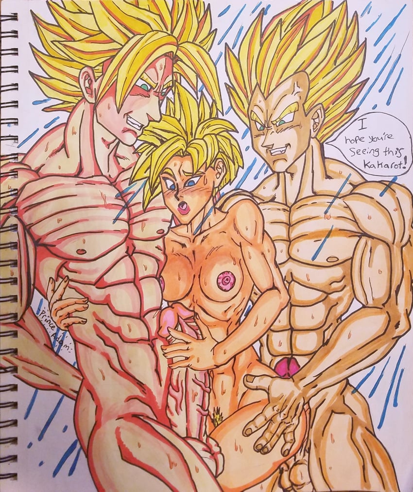 3_some big_penis dragon_ball dragon_ball_z female future_trunks male mfm muscular_female muscular_male nude nude_female nude_male princeadam rule_63 showering son_gohan super_saiyan traditional_media_(artwork) trunks_briefs vegeta wet white_background