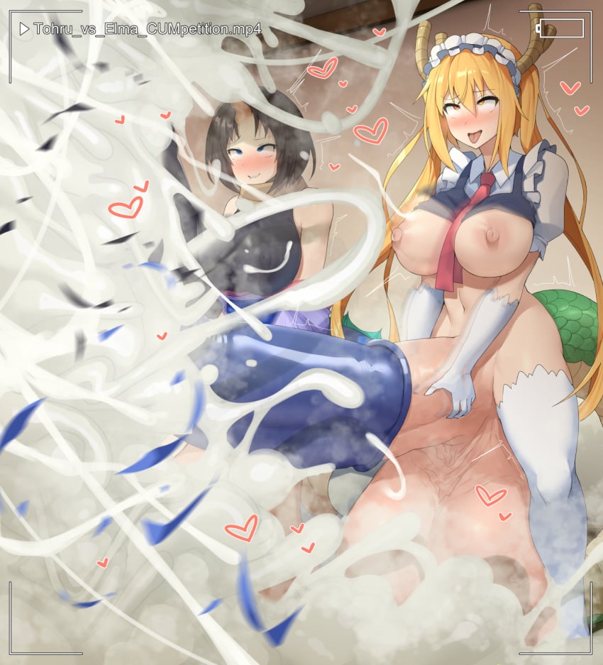 2futas ahe_gao areolae ball_growth balls balls_expansion big_balls big_breasts big_penis black_hair blonde_hair blue_eyes blush breasts broken_condom condom condom_balloon condom_filling condom_on_penis cum cum_everywhere cum_explosion cum_in_condom duo ejaculation elbow_gloves elma_(dragon_maid) erection excessive_cum frills futa_only futanari gloves hair_between_eyes heart highres horn horns huge_balls huge_cock huge_testicles humanoid humanoid_penis hyper hyper_balls hyper_genitalia hyper_penis hyper_testicles kneehighs large_breasts light-skinned_futanari light_skin maid_headdress masturbation miss_kobayashi's_dragon_maid necktie necktie_between_breasts nipple_bulge nipples open_mouth open_smile open_toe_shoes orange_eyes orgasm paid_reward pale_skin penis penis_growth recording red_eyes rolling_eyes sandals scarf shirt_lift short_hair sinensian smile socks socks_and_sandals squatting stockings testicles thighhighs tohru_(dragon_maid) tongue tongue_out twintails uncensored white_gloves white_legwear white_socks white_thighhighs wide_eyed