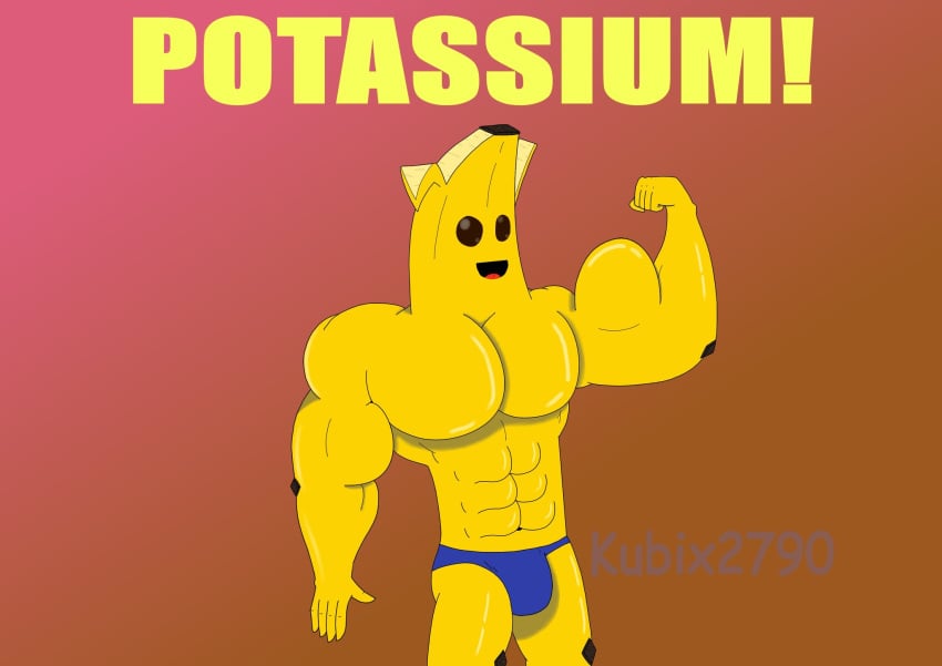 abs anthro banana bighotdaddycat bulge english_text flexing food_creature fortnite fortnite:_battle_royale male male_only muscles muscular muscular_male pecs peely smile solo thong topless underwear video_games