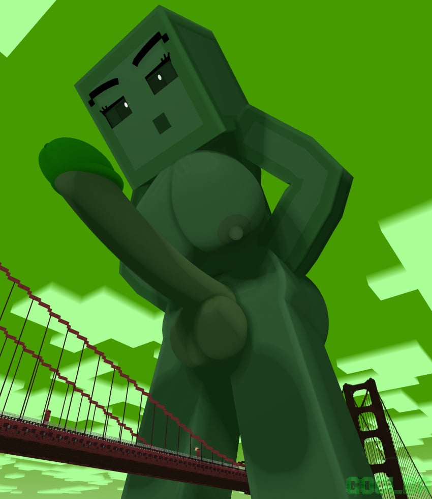 1futa 3d areolae balls big_balls big_breasts big_penis breasts bridge commission completely_nude erect_nipples erect_penis erection futa_only futanari giant_breasts giant_penis giantess goolba goolbabe green_body green_eyes green_skin humanoid humanoid_penis macro mine-imator minecraft naked nipples nude nude_futanari penis slime slime_(minecraft) slime_girl solo standing