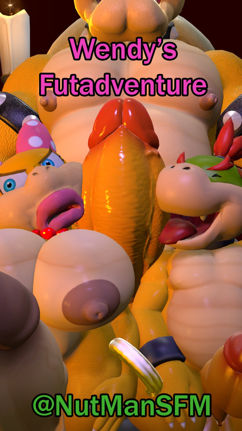 1futa 3d anthro big_balls big_breasts big_butt big_dom_small_sub big_lips big_penis bowser bowser_jr. cock_worship completely_nude futanari huge_lips koopaling koopalings licking_penis male mario_(series) nipples nude nude_futanari nutmansfm penis reluctant super_mario_bros. tagme thick_lips wendy_o._koopa