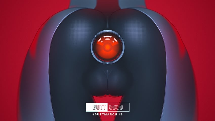 1girls 2001 2001:_a_space_odyssey anal ass ass_focus bodysuit buttmarch buttplug cameltoe close-up female from_behind hal_9000 labia red_background skin_tight tailbox thigh_gap