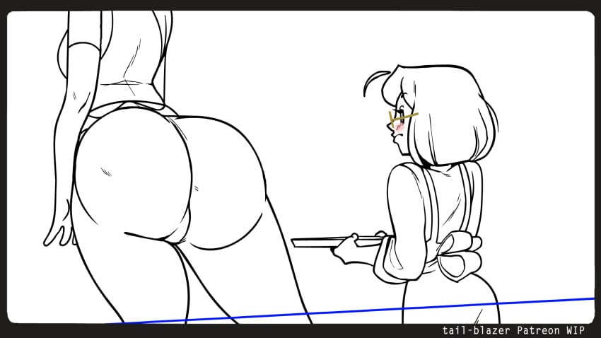 animated ass_expansion big_ass blush bombshell_barista eli_(tail-blazer) gin_(tail-blazer) growth huge_ass larger_female ripping_clothing size_difference surprised tagme tail-blazer wardrobe_malfunction wip work_in_progress