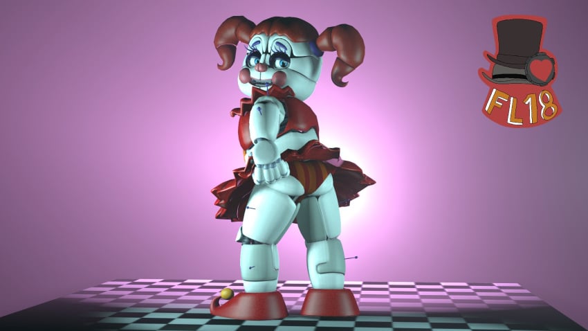 3d baby_(fnafsl) canon_appearance circus_baby circus_baby_(fnaf) circus_baby_(original) female five_nights_at_freddy's freddyleo full_color fully_clothed green_eyes no_penetration red_hair solo solo_female tagme