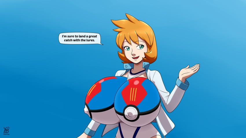 1girls 2021 big_breasts bodypaint breasts breasts_out exposed_breasts huge_breasts kasumi_(pokemon) lure_ball misty_(pokemon_hgss) nipples pokeball pokemon short_hair solo solo_female tagme ydbunny