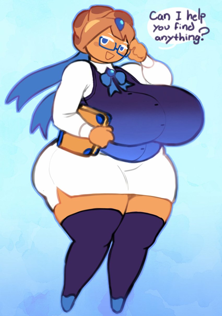 angstrom blueberry_pie_cookie breasts chubby chubby_female cookie_run female food_creature glasses huge_breasts humanoid hyper hyper_ass hyper_breasts nub_feet stockings thick_thighs thighhighs video_games wide_hips