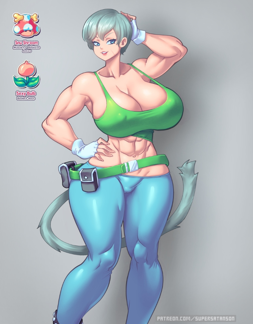 1girls abs breasts cleavage female female_only huge_breasts muscles muscular muscular_female original_character power_up sexy_bulb snu_shroom supersatanson