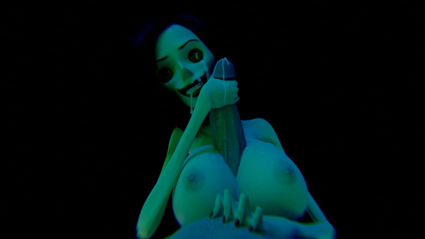 3d_(artwork) big_breasts big_penis blender coraline female horror huge_cock medium_hair monster nipples other_mother paizuri semen_on_body smile tagme thespig