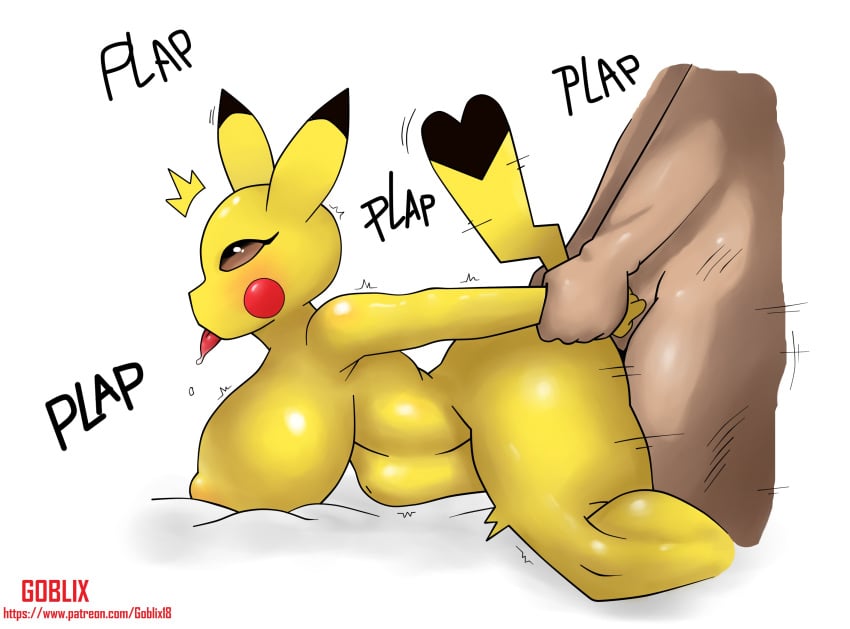 1boy 1girls breasts color colored cosplay_pikachu dark-skinned_male doggy_style doggystyle faceless_male goblix18 nintendo nipples pikachu pokémon_(species) pokemon tongue tongue_out