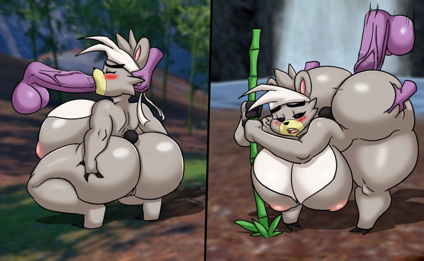 anthro areola ass balls bent_over big_breasts big_butt biped blush breasts butt_grab chizuru_(deadpliss) closed_eyes crouching deadpliss disembodied_penis female female_penetrated from_behind_position generation_8_pokemon genitals hand_on_butt hi_res holding_butt huge_breasts huge_butt kaboozle kubfu legendary_pokemon looking_pleasured male male/female male_penetrating multicolored_body nintendo outside penetration penis pokemon pokemon_(species) pussy sex thick_thighs waterfall