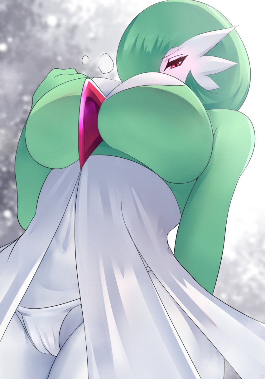 1girls antennae anthro arm_behind_back arms belly blurry_background blush bob_cut body_blush breasts cameltoe cleavage dress ears eyebrows eyelashes fairy fairy_type female female_focus from_below furry gardevoir gen_3_pokemon generation_3_pokemon green_dress green_hair hair_over_one_eye hand_above_breast hand_on_breast hand_on_own_chest highres huge_breasts impossible_clothes legs light-skinned_female light_skin long_arms long_ears long_eyelashes navel nintendo open_clothes open_dress pale_skin panties pink_eyes pixiv pixiv_commission pixiv_id pixiv_link pixiv_username pointy_ears pokémon_(species) pokemon pokemon_(creature) pokemon_(species) psychic psychic_type sana!rpg short_hair solo solo_focus thick_eyelashes thick_thighs thighs thong underwear white_background white_dress white_panties white_skin wide_hips