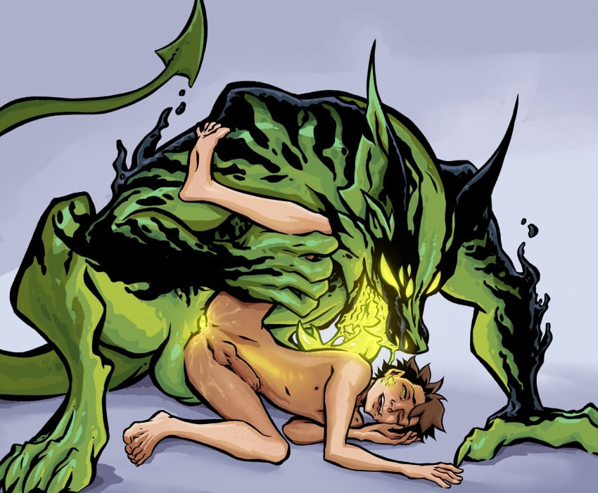 anal anal_sex anthro balls black_highlights bodily_fluids canid canine digital_media_(artwork) duo erection fingers genital_fluids genitals glowing glowing_eyes glowing_genitalia glowing_mouth glowing_penis glowing_saliva glowing_tongue goo_creature green_body hair hi_res highlights_(coloring) human larger_male looking_pleasured male male/male male_penetrated male_penetrating male_penetrating_male mammal max_(maxspite) maxspite muscular muscular_male mythological_canine mythological_creature mythology nipples nude open_mouth penetration penis raised_leg saliva sex simple_background size_difference smaller_penetrated smile spade_tail spreading symbiote tail teeth tongue tongue_out unusual_bodily_fluids unusual_saliva werecanid werecanine werecreature werewolf