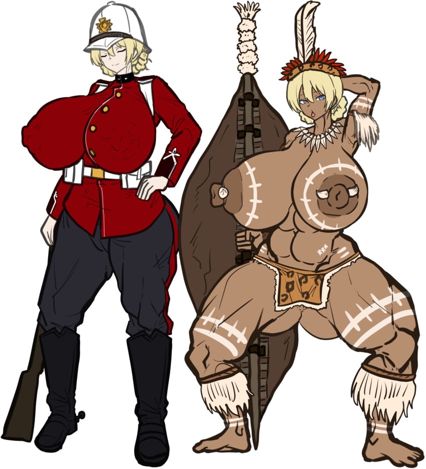 1girls african areolae artist_request before_and_after big_areola big_ass big_breasts big_nipples bimbo blonde_hair blue_eyes body_modification boots british cameltoe closed_eyes defeated defeated_female defeated_heroine defloration female gun hand_behind_head hat huge_breasts large_areolae large_breasts leopard light-skinned_female light_skin medium_hair military_hat military_uniform muscular nipple_bulge nipple_piercing nipples_visible_through_clothing open_mouth plump plump_labia ponytail rifle secter__7_(artist) segger7_(artist) sex_slave shield simple_background slave slavegirl tan_body tattoo thick_thighs thunder_thighs tight_clothing toned toned_female tongue_out top_heavy transformation tribal tribal_markings tribal_tattoo venus_body voluptuous voluptuous_female weapon white_background wide_hips