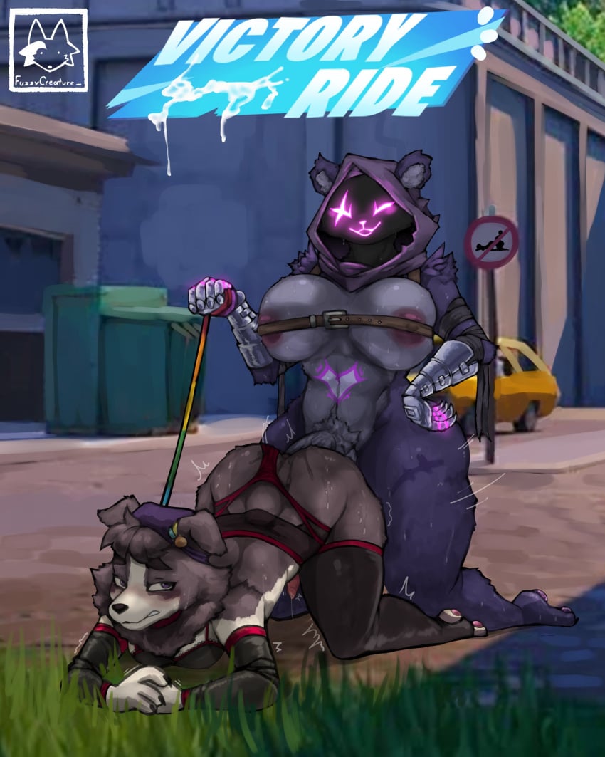 4:5 absurd_res all_fours anal anal_sex anthro armor ass bear big_breasts big_butt big_penis blush breasts canid canine canis clothing domestic_dog dominant dominant_intersex duo epic_games erection fortnite fuzzycreature gauntlets genitals gloves grass gynomorph gynomorph/male gynomorph_penetrating handwear hi_res intersex intersex/male intersex_penetrating intersex_penetrating_male leash legwear male male_penetrated mammal outside penetration penile penis penis_in_ass plant sex thick_thighs thigh_highs wide_hips