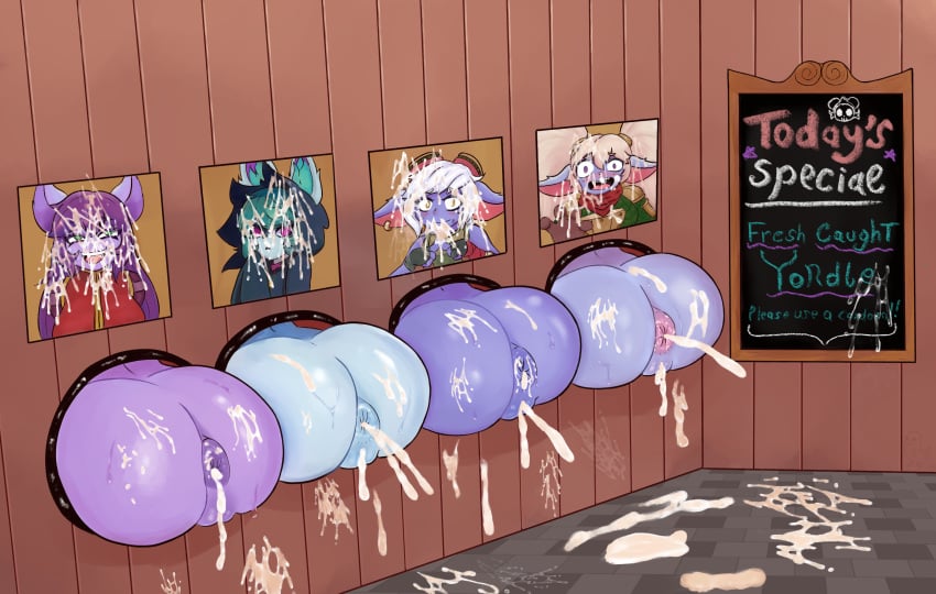 after_sex anus ass bodily_fluids cum cum_in_ass cum_in_pussy cum_inside cum_on_butt female genital_fluids genitals group hi_res hoodoo humanoid humanoid_pointy_ears league_of_legends leaking_cum lulu_the_fae_sorceress not_furry nude photo pointy_ears poppy public_use purple_body purple_skin pussy riot_games submissive submissive_female submissive_humanoid sweat sweaty_butt tencent through_wall tristana vex_(league_of_legends) yordle