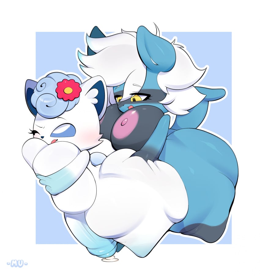 2025 accessory against_surface alolan_form alolan_vulpix anthro areola artist_name ass big_breasts big_butt big_penis biped blue_body blue_sclera blush bodily_fluids breasts cum cum_drip digital_drawing_(artwork) digital_media_(artwork) dripping duo eye_roll eye_through_hair eyebrows eyelashes featureless_feet feet from_behind_position generation_4_pokemon generation_7_pokemon genital_fluids genitals geometric_background glistening glistening_breasts gloves_(marking) gynomorph hair hand_on_butt hi_res huge_butt huge_cock huge_hips huge_thighs intersex intersex/intersex leg_markings markings mu_(artist) multicolored_body nintendo nipples nude one_eye_closed open_mouth penetration penis pokemon pokemon_(species) raised_eyebrow raised_inner_eyebrows regional_form_(pokemon) riolu sex simple_background socks_(marking) standing standing_sex striped_markings stripes tail text thick_thighs three-quarter_view tongue tongue_out translucent translucent_hair tuft two_tone_body white_body white_eyes white_hair wide_hips yellow_eyes