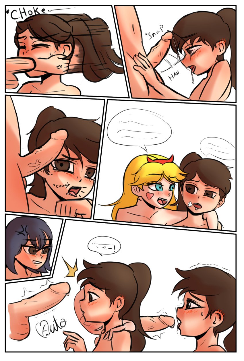 1boy 2girls asserting_dominance assertive_female autonomous blonde_hair blue_eyes blush brown_eyes brown_hair cock_comparison cock_hungry cock_shadow cock_shock comic comic_page comic_panel completely_nude completely_nude_female completely_nude_futanari completely_nude_male cucked_by_futa defeated dominant_female dominant_futanari domination ejaculation english_text fellatio fellatio_domination female femboy femdom feminization forced forced_oral futa_on_female futa_on_male futadom futanari girly handjob heart heart_symbol horny humiliated humiliation imminent_deepthroat imminent_fellatio imminent_oral intersex irrumatio janna_ordonia looking_at_penis looking_pleasured looking_up male malesub marco_diaz ntr otoko_no_ko otokonoko princess_marco reverse_trap role_reversal shadow sissy star_butterfly star_vs_the_forces_of_evil submissive_male threesome tomboy trap