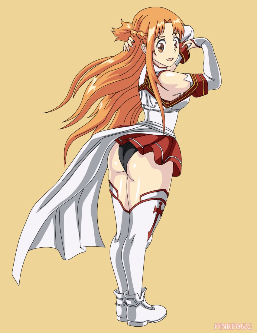 aincrad back_view black_panties female knights_of_the_blood panties pinkpawg solo sword_art_online upskirt yuuki_asuna