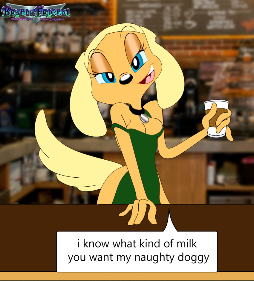 animated brandy_&_mr_whiskers brandy_harrington brandyfriend1 breasts café canine disney disney_channel gif iced_latte_with_breast_milk meme neckwear outerwear seductive smile sole_female starbucks tagme